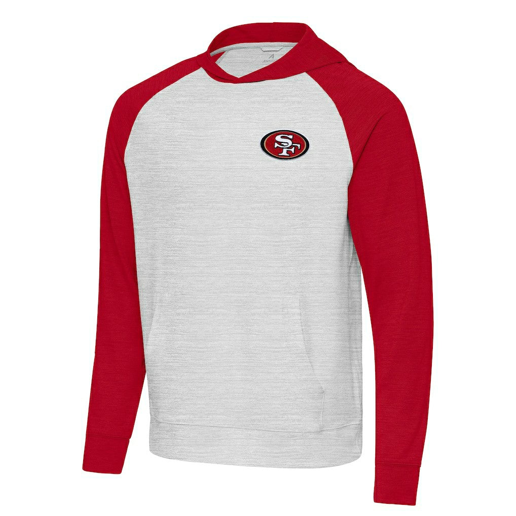 San Francisco 49ers Antigua Urgent Pullover Hoodie - Scarlet/Gray - NFL