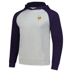 Minnesota Vikings Antigua Urgent Pullover Hoodie - Heather Gray/Purple - NFL