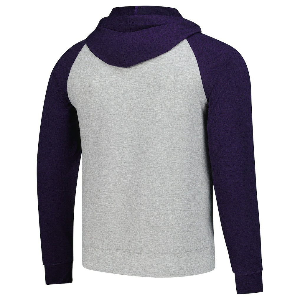 Minnesota Vikings Antigua Urgent Pullover Hoodie - Heather Gray/Purple - NFL