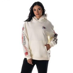 Kansas City Chiefs The Wild Collective Unisex Stacked Graphic Sleeve Fleece Hoodie - Cream - NFL