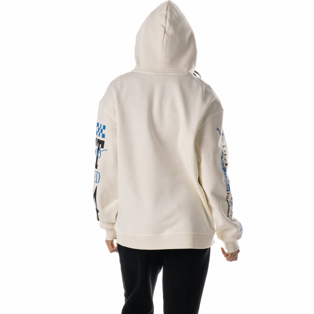 Detroit Lions The Wild Collective Unisex Stacked Graphic Sleeve Fleece Hoodie - Cream - NFL