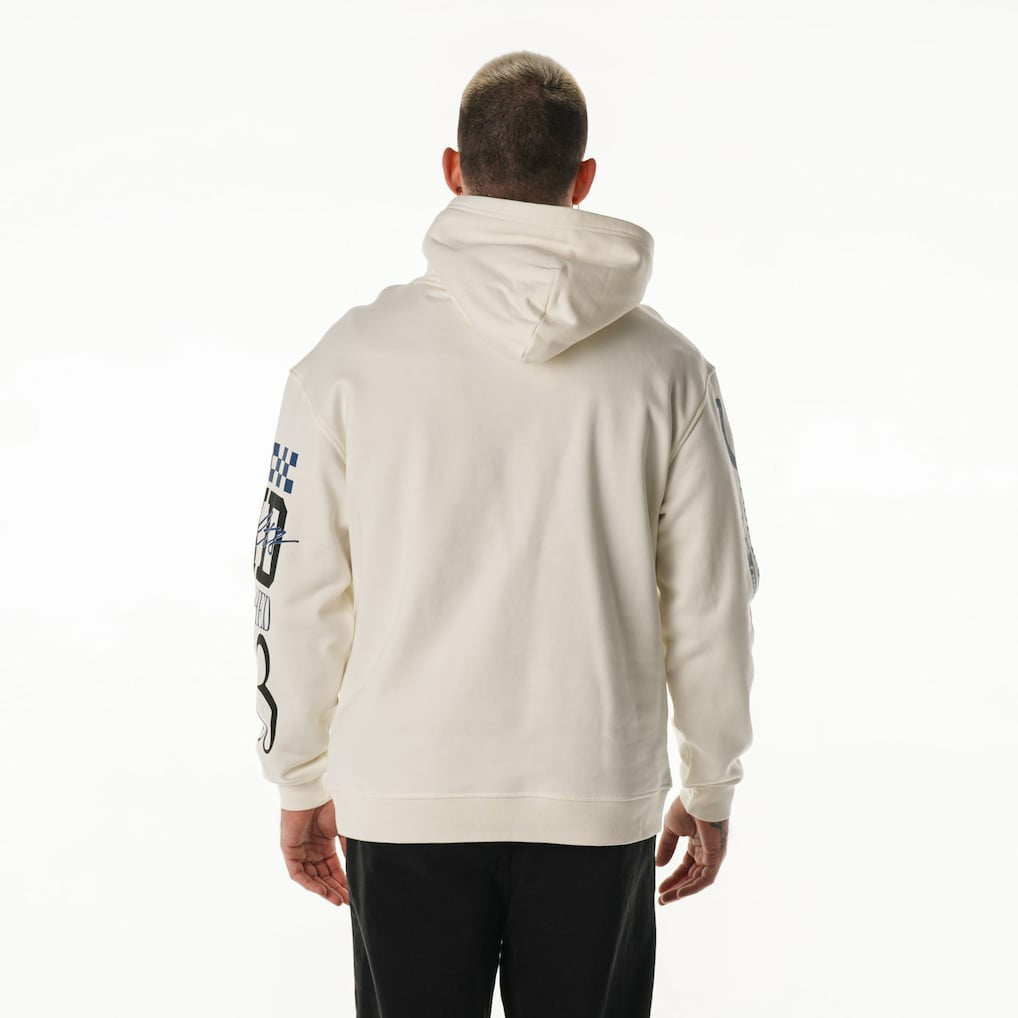 Indianapolis Colts The Wild Collective Unisex Stacked Graphic Sleeve Fleece Hoodie - Cream - NFL