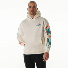 Miami Dolphins The Wild Collective Unisex Stacked Graphic Sleeve Fleece Hoodie - Cream - NFL