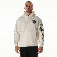 Las Vegas Raiders The Wild Collective Unisex Stacked Graphic Sleeve Fleece Hoodie - Cream - NFL