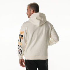 Pittsburgh Steelers The Wild Collective Unisex Stacked Graphic Sleeve Fleece Hoodie - Cream - NFL