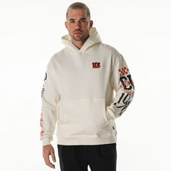 Cincinnati Bengals The Wild Collective Unisex Stacked Graphic Sleeve Fleece Hoodie - Cream - NFL