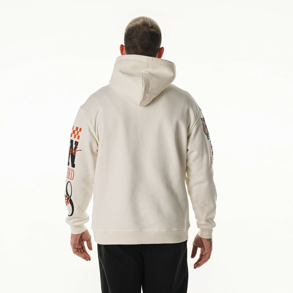 Cincinnati Bengals The Wild Collective Unisex Stacked Graphic Sleeve Fleece Hoodie - Cream - NFL