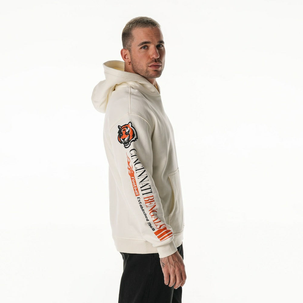 Cincinnati Bengals The Wild Collective Unisex Stacked Graphic Sleeve Fleece Hoodie - Cream - NFL