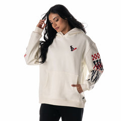 Houston Texans The Wild Collective Unisex Stacked Graphic Sleeve Fleece Hoodie - Cream - NFL