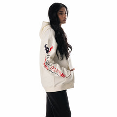 Houston Texans The Wild Collective Unisex Stacked Graphic Sleeve Fleece Hoodie - Cream - NFL