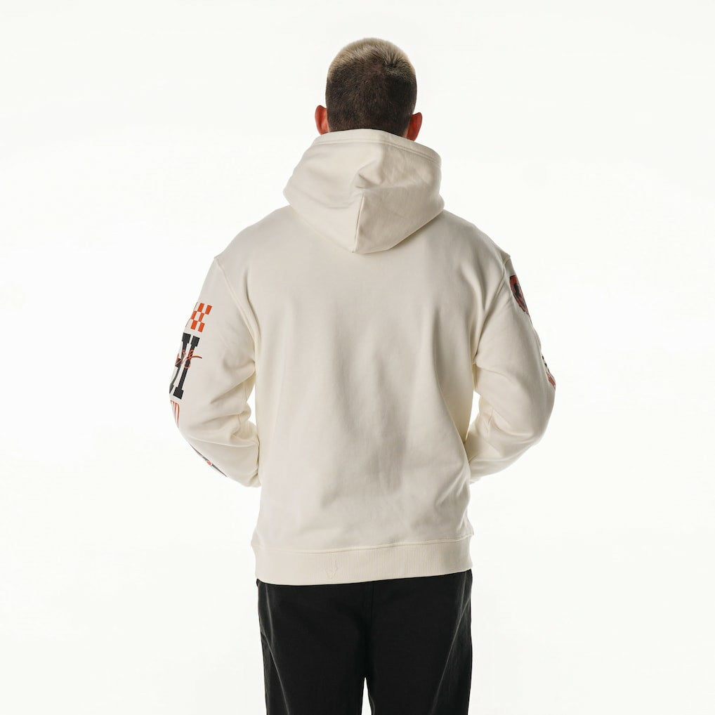 Chicago Bears The Wild Collective Unisex Stacked Graphic Sleeve Fleece Hoodie - Cream - NFL