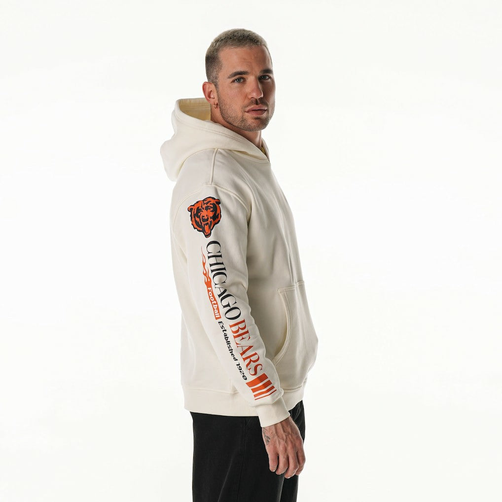 Chicago Bears The Wild Collective Unisex Stacked Graphic Sleeve Fleece Hoodie - Cream - NFL