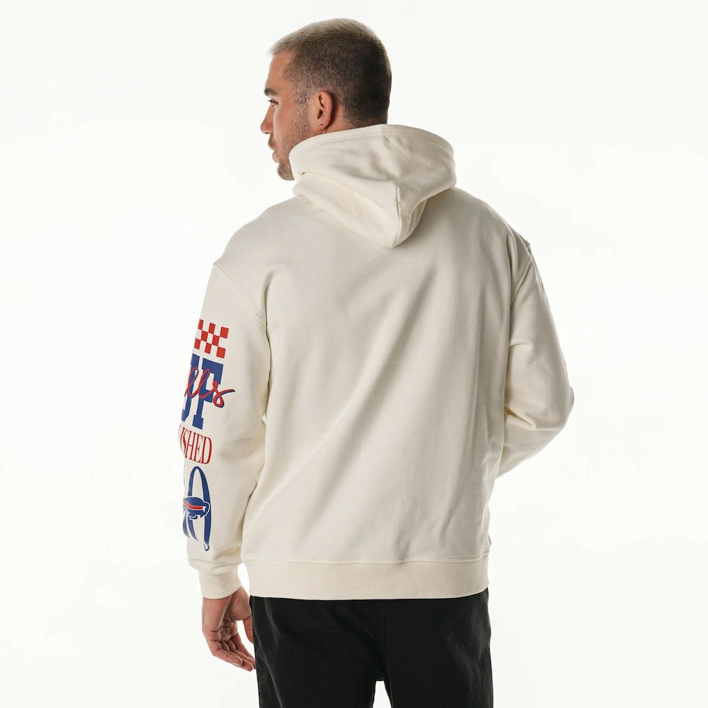 Buffalo Bills The Wild Collective Unisex Stacked Graphic Sleeve Fleece Hoodie - Cream - NFL