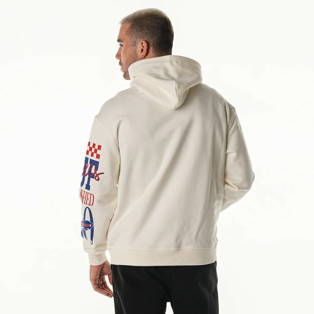 Buffalo Bills The Wild Collective Unisex Stacked Graphic Sleeve Fleece Hoodie - Cream - NFL