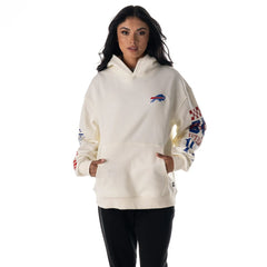 Buffalo Bills The Wild Collective Unisex Stacked Graphic Sleeve Fleece Hoodie - Cream - NFL