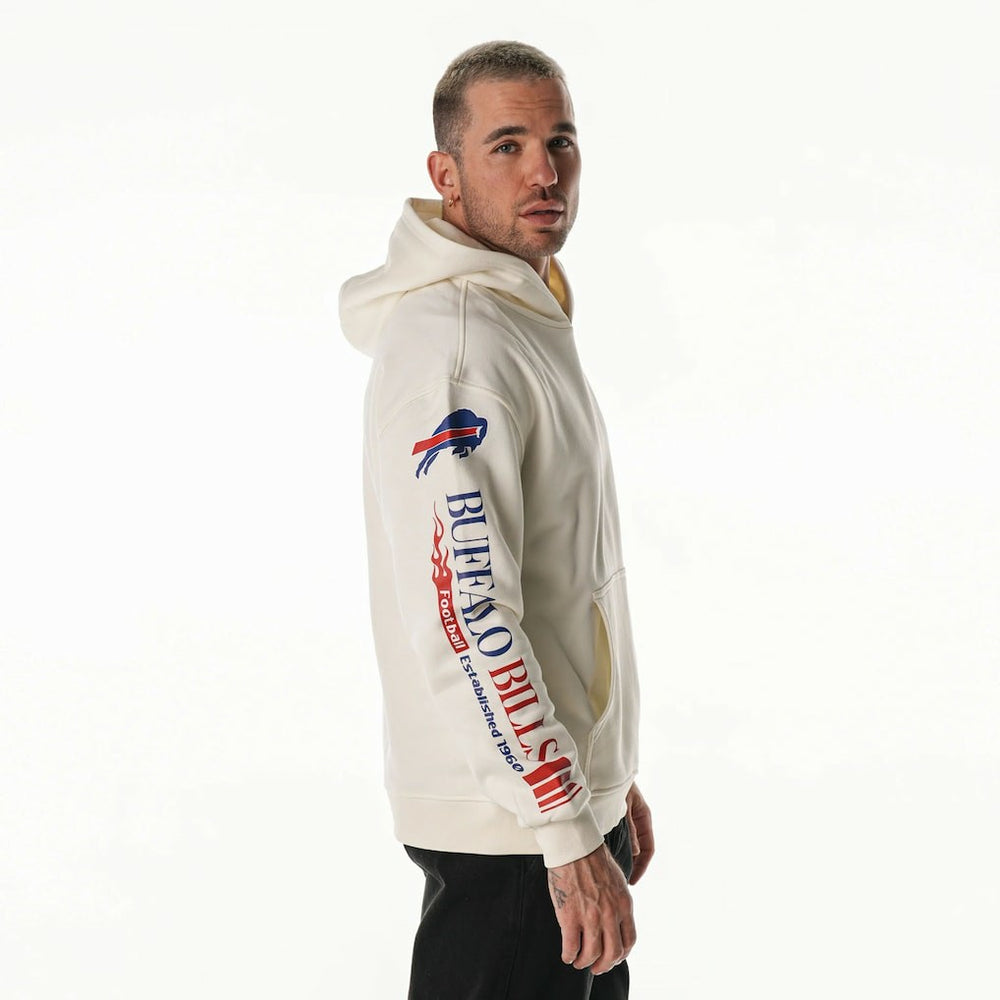 Buffalo Bills The Wild Collective Unisex Stacked Graphic Sleeve Fleece Hoodie - Cream - NFL