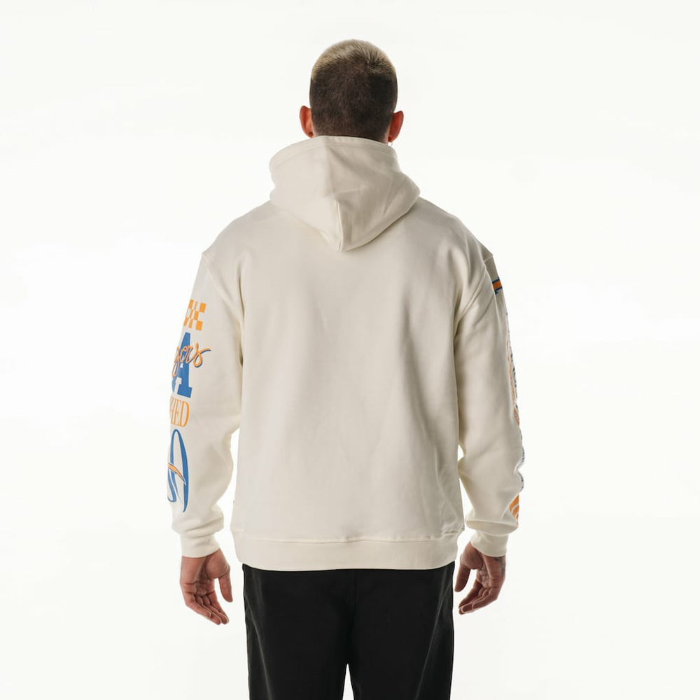 Los Angeles Chargers The Wild Collective Unisex Stacked Graphic Sleeve Fleece Hoodie - Cream - NFL