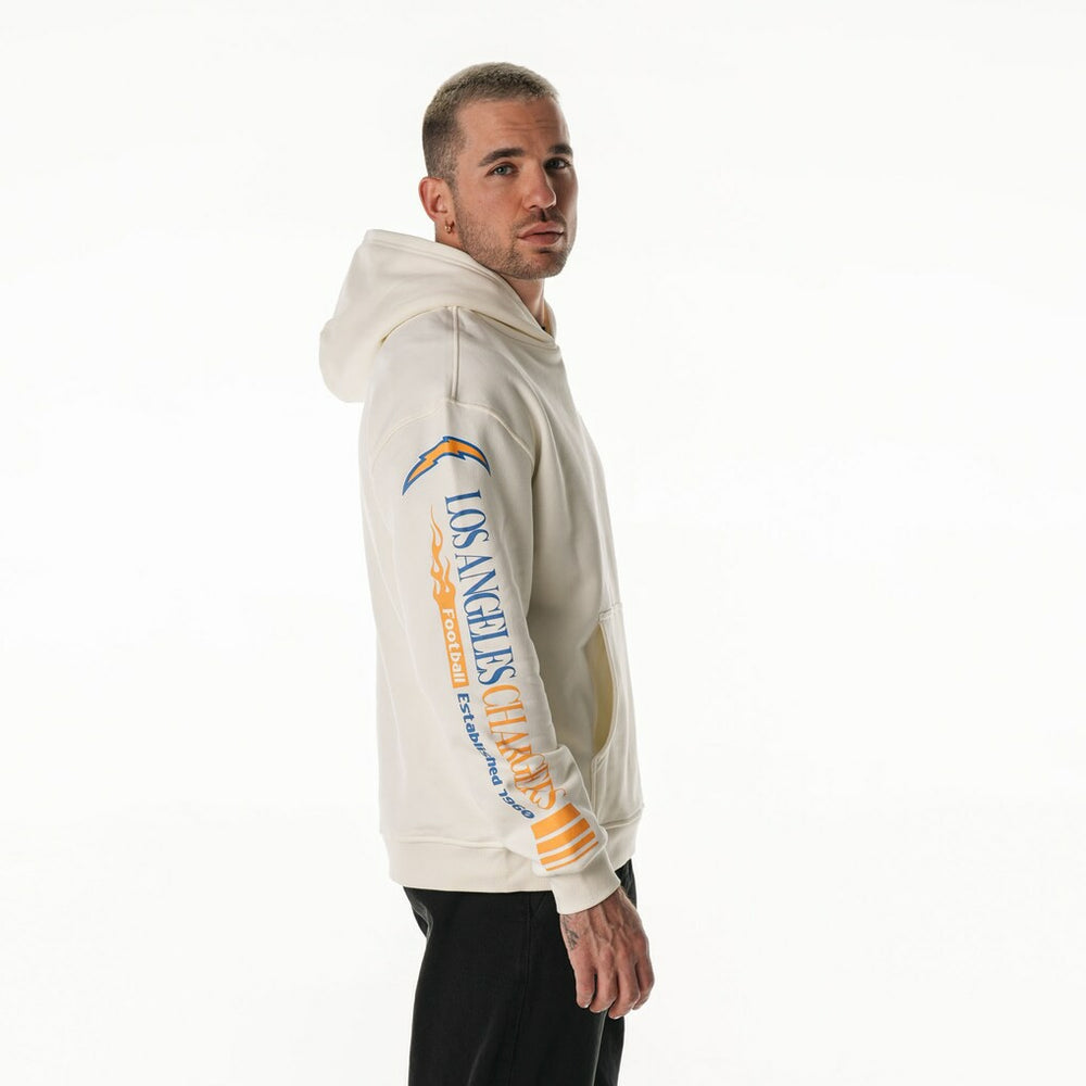 Los Angeles Chargers The Wild Collective Unisex Stacked Graphic Sleeve Fleece Hoodie - Cream - NFL