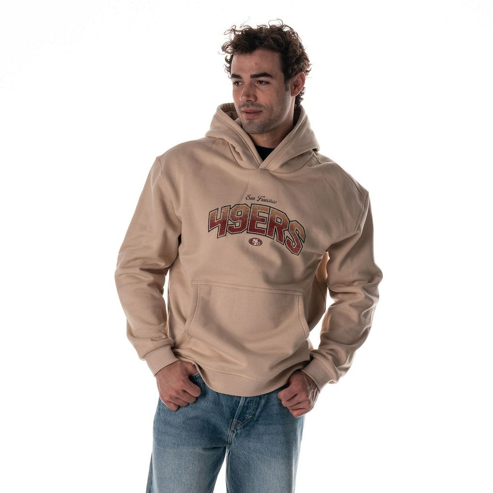 San Francisco 49ers The Wild Collective Unisex Oversized Graphic Fleece Hoodie - Tan - NFL