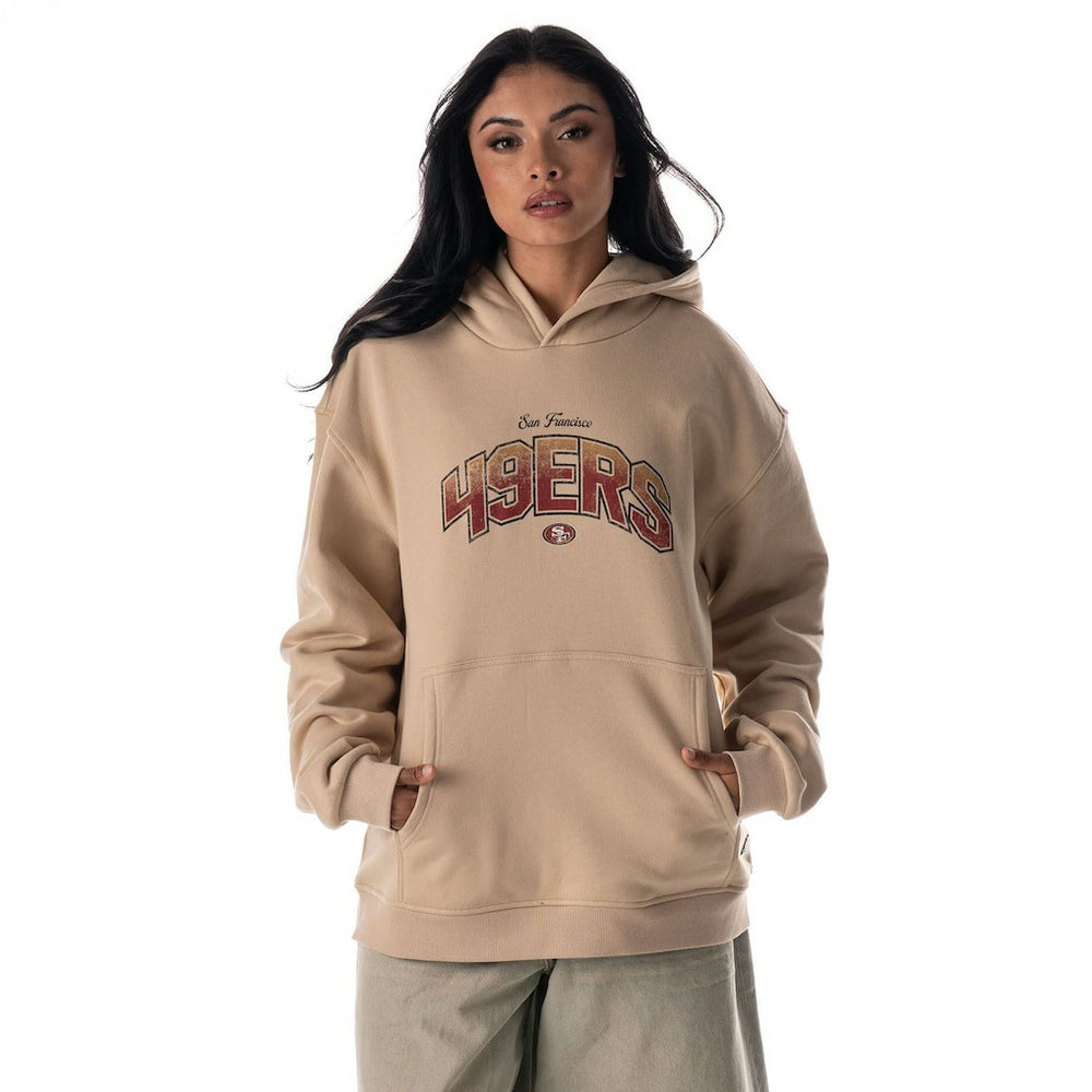 San Francisco 49ers The Wild Collective Unisex Oversized Graphic Fleece Hoodie - Tan - NFL