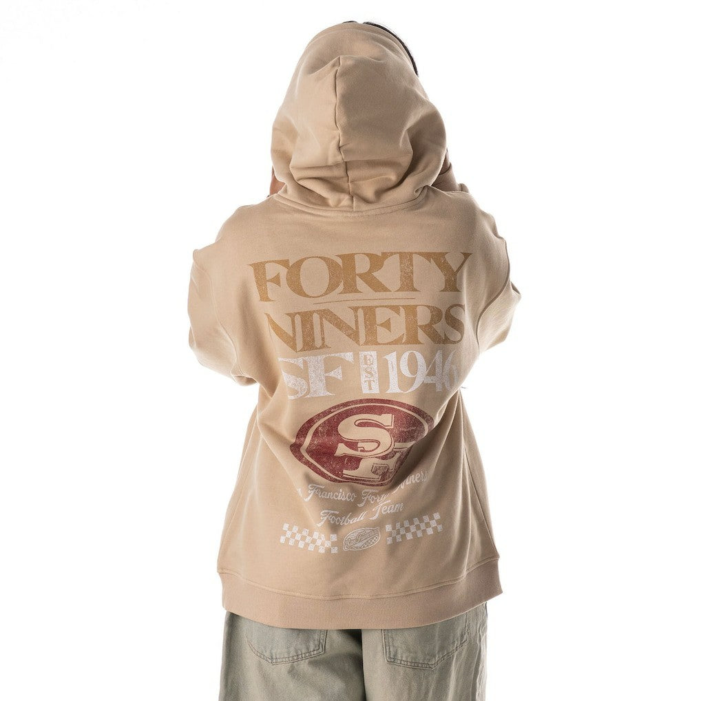 San Francisco 49ers The Wild Collective Unisex Oversized Graphic Fleece Hoodie - Tan - NFL