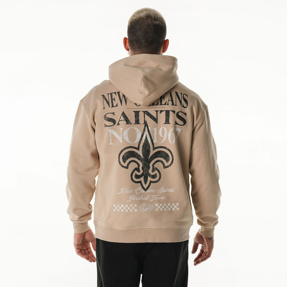 New Orleans Saints The Wild Collective Unisex Oversized Graphic Fleece Hoodie - Tan - NFL