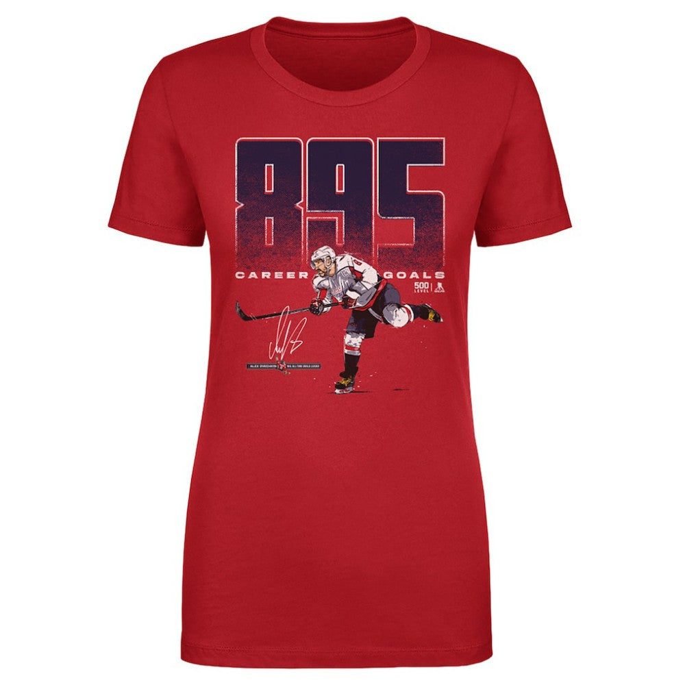 Alexander Ovechkin Washington Capitals 500 Level Women's NHL All-Time Leading Goal Scorer Bold T-Shirt - Red | NHL near me
