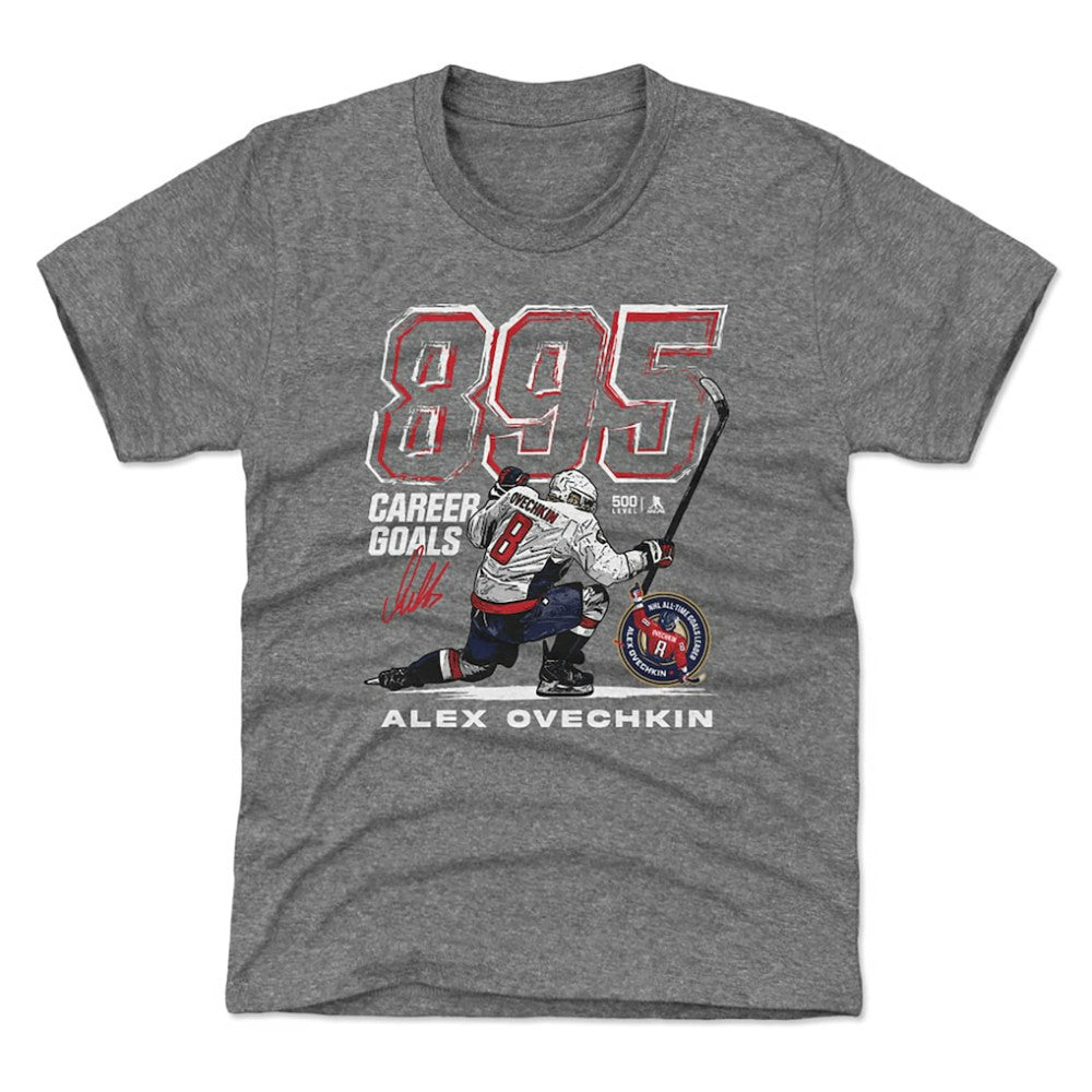 Alexander Ovechkin Washington Capitals 500 Level Youth NHL All-Time Leading Goal Scorer Grunge T-Shirt - Gray | NHL Clearance