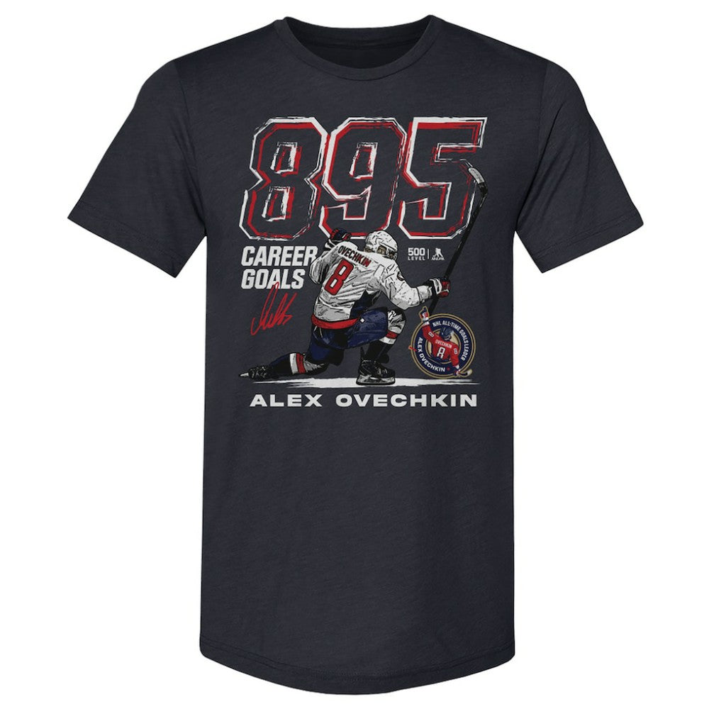 Alexander Ovechkin Washington Capitals 500 Level NHL All-Time Leading Goal Scorer Tri-Blend Grunge T-Shirt - Navy | NHL sale