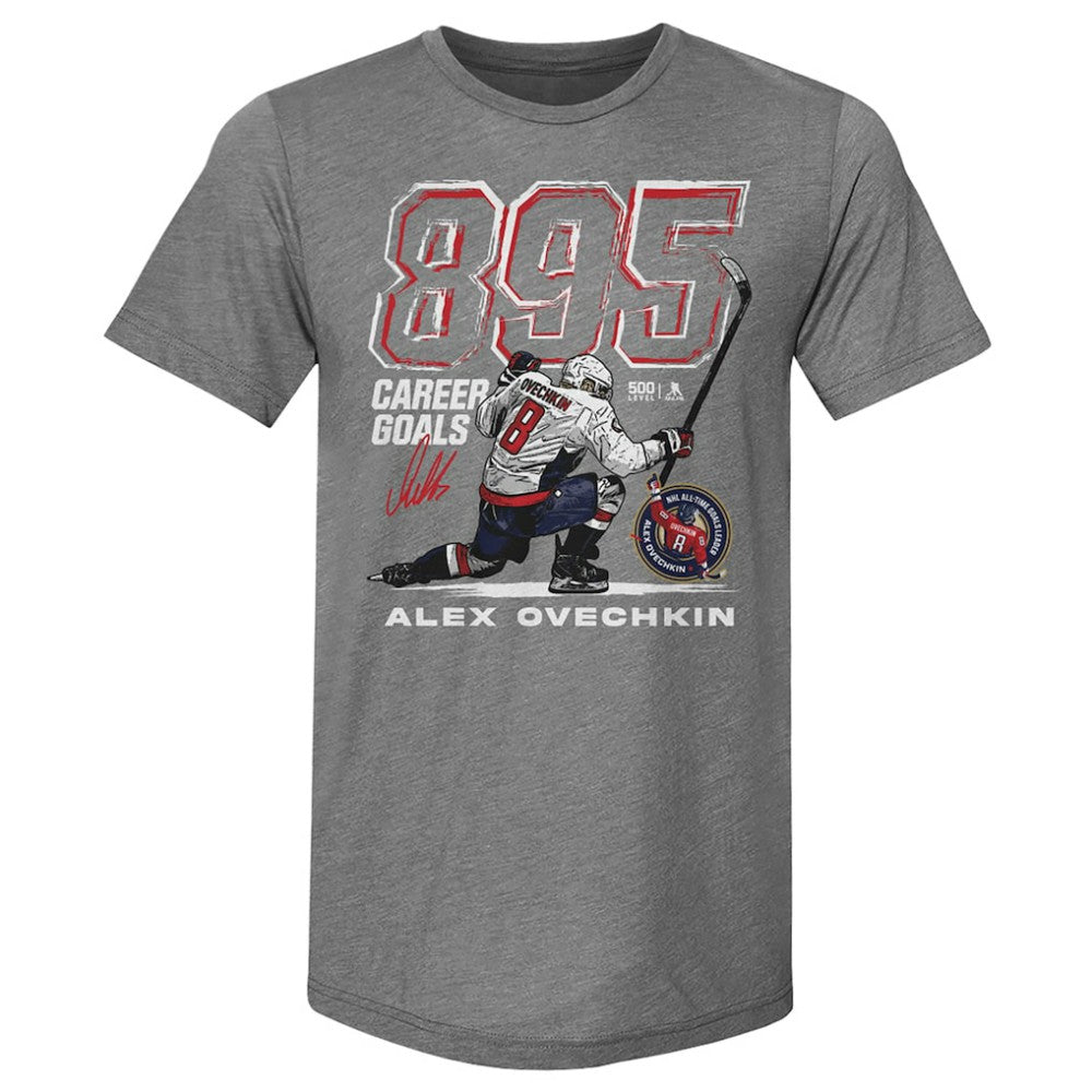 Alexander Ovechkin Washington Capitals 500 Level NHL All-Time Leading Goal Scorer Tri-Blend Grunge T-Shirt - Gray | NHL sale