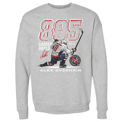 Alexander Ovechkin Washington Capitals 500 Level NHL All-Time Leading Goal Scorer Grunge Pullover Sweatshirt - Heather Gray | NHL Lifestyle
