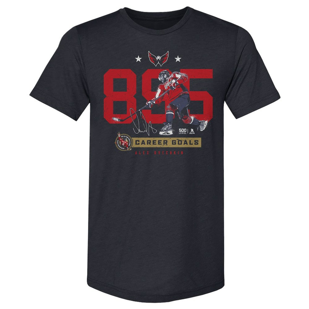 Alexander Ovechkin Washington Capitals 500 Level NHL All-Time Leading Goal Scorer Tri-Blend Number T-Shirt - Navy | NHL Clearance