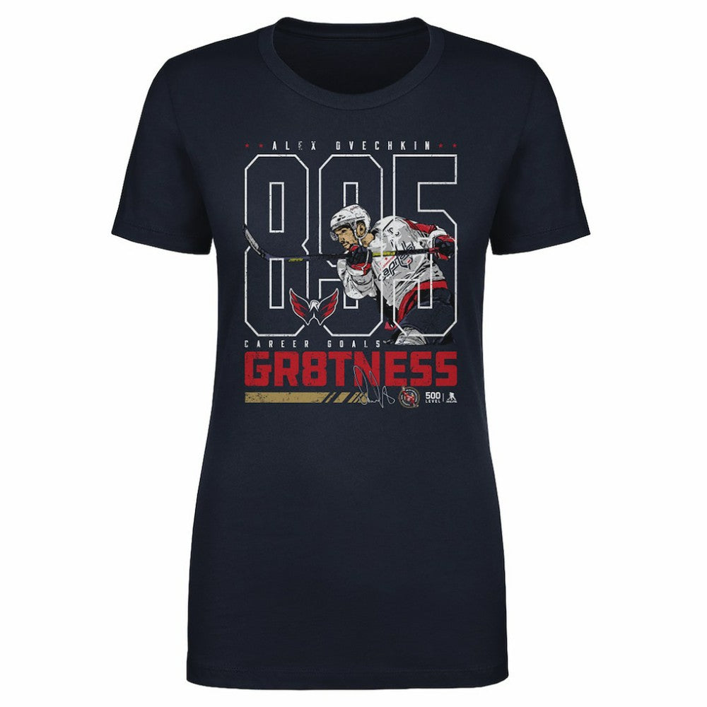 Alexander Ovechkin Washington Capitals 500 Level Women's NHL All-Time Leading Goal Scorer Outline T-Shirt - Navy | NHL sale