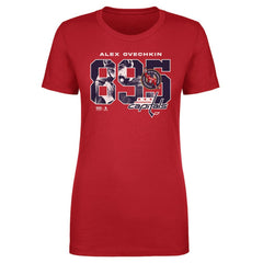 Alexander Ovechkin Washington Capitals 500 Level Women's NHL All-Time Leading Goal Scorer Overlay T-Shirt - Red | NHL Clearance