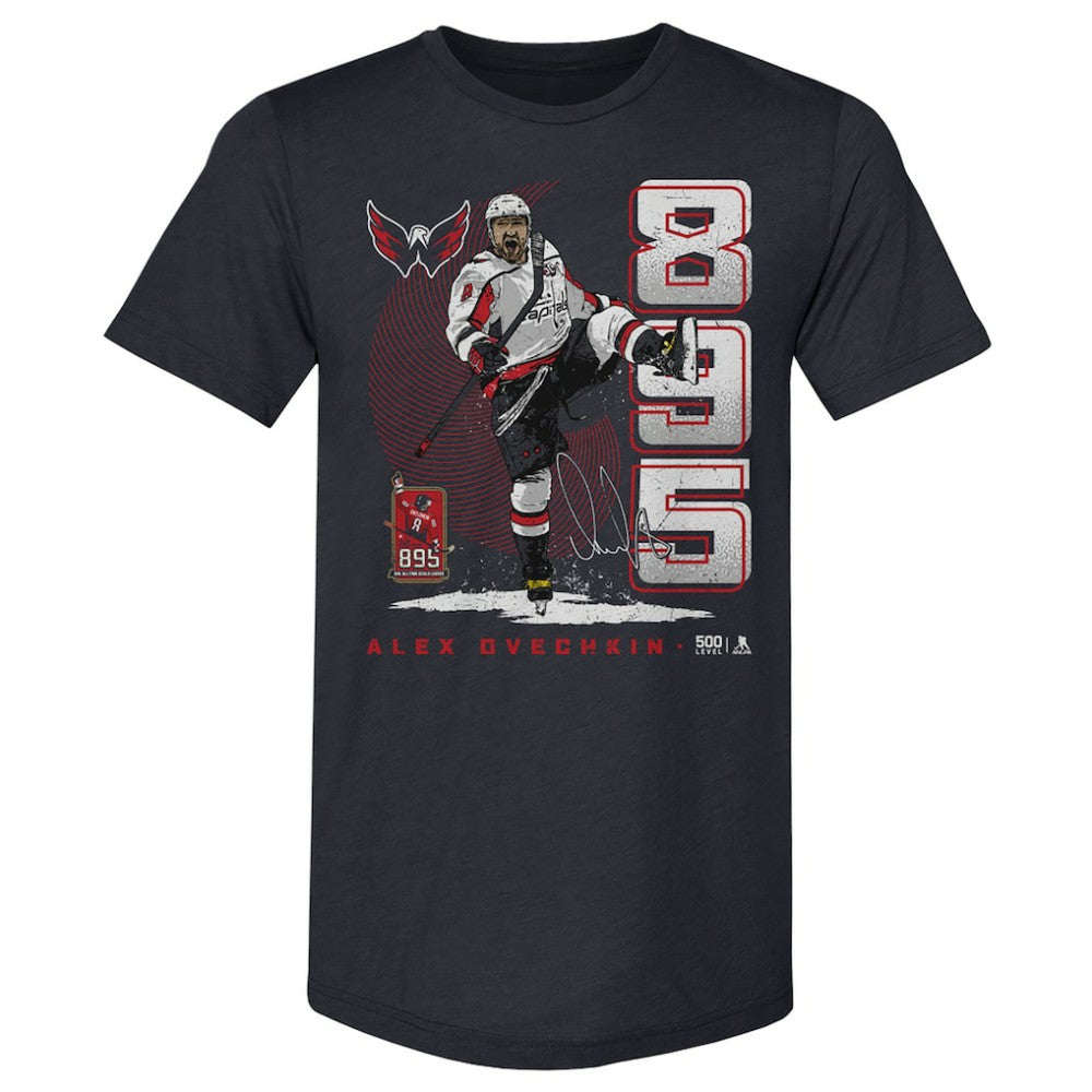 Alexander Ovechkin Washington Capitals 500 Level NHL All-Time Leading Goal Scorer Tri-Blend Vertical T-Shirt - Navy | NHL on sale