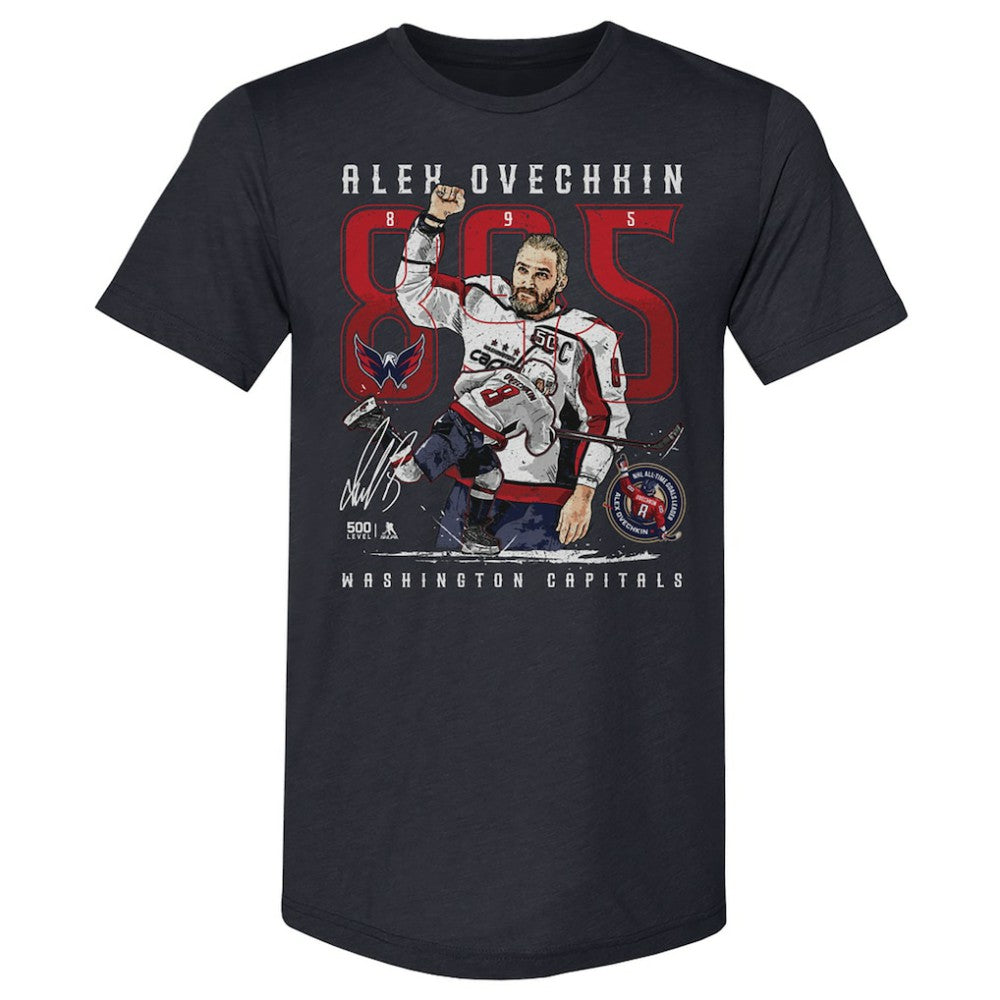 Alexander Ovechkin Washington Capitals 500 Level NHL All-Time Leading Goal Scorer Tri-Blend The Shot T-Shirt - Navy | NHL online