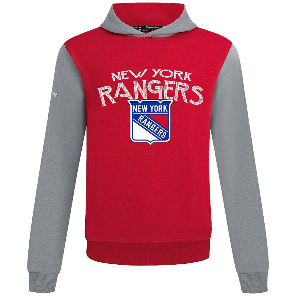 New York Rangers Levelwear Ultimate Mission Pullover Hoodie - Red/Gray | NHL Lifestyle