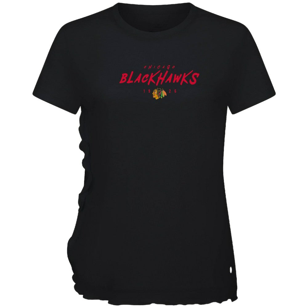 Chicago Blackhawks Levelwear Women's Airflow Scratched T-Shirt - Black | NHL on sale
