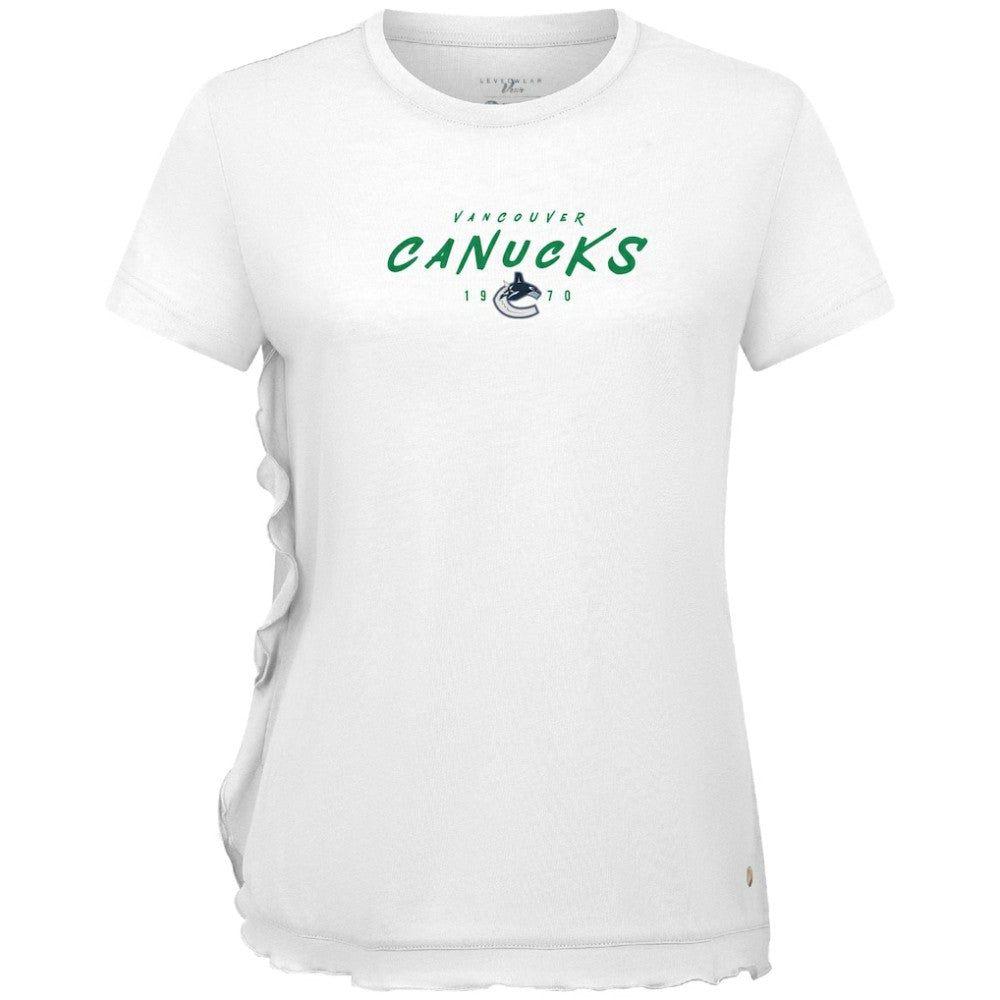 Vancouver Canucks Levelwear Women's Airflow Scratched T-Shirt - White | NHL on sale
