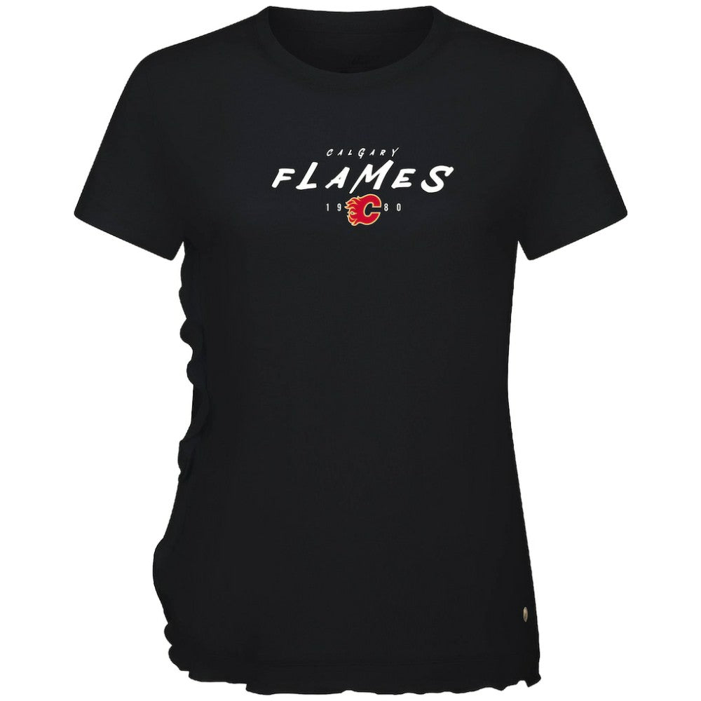Calgary Flames Levelwear Women's Airflow Scratched T-Shirt - Black | NHL Clearance