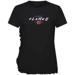 Calgary Flames Levelwear Women's Airflow Scratched T-Shirt - Black | NHL Clearance