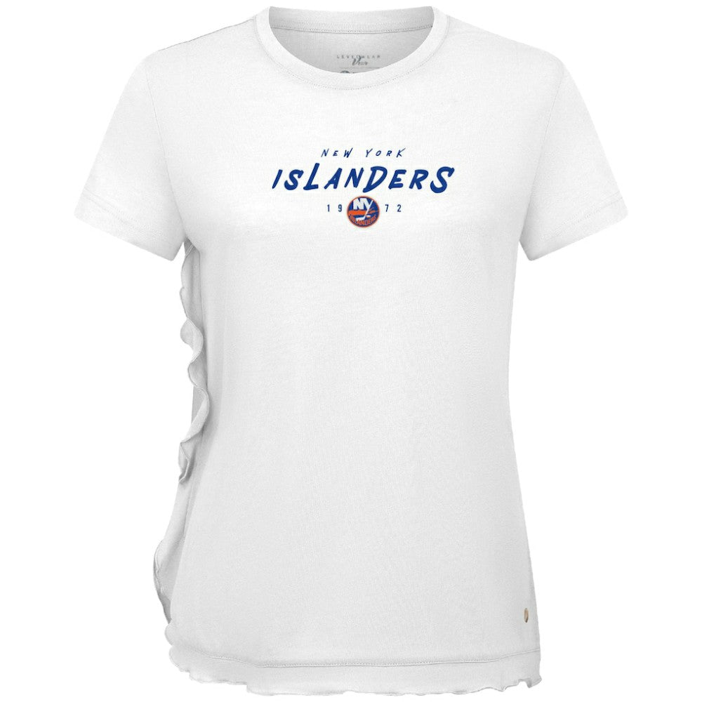 New York Islanders Levelwear Women's Airflow Scratched T-Shirt - White | NHL Lifestyle
