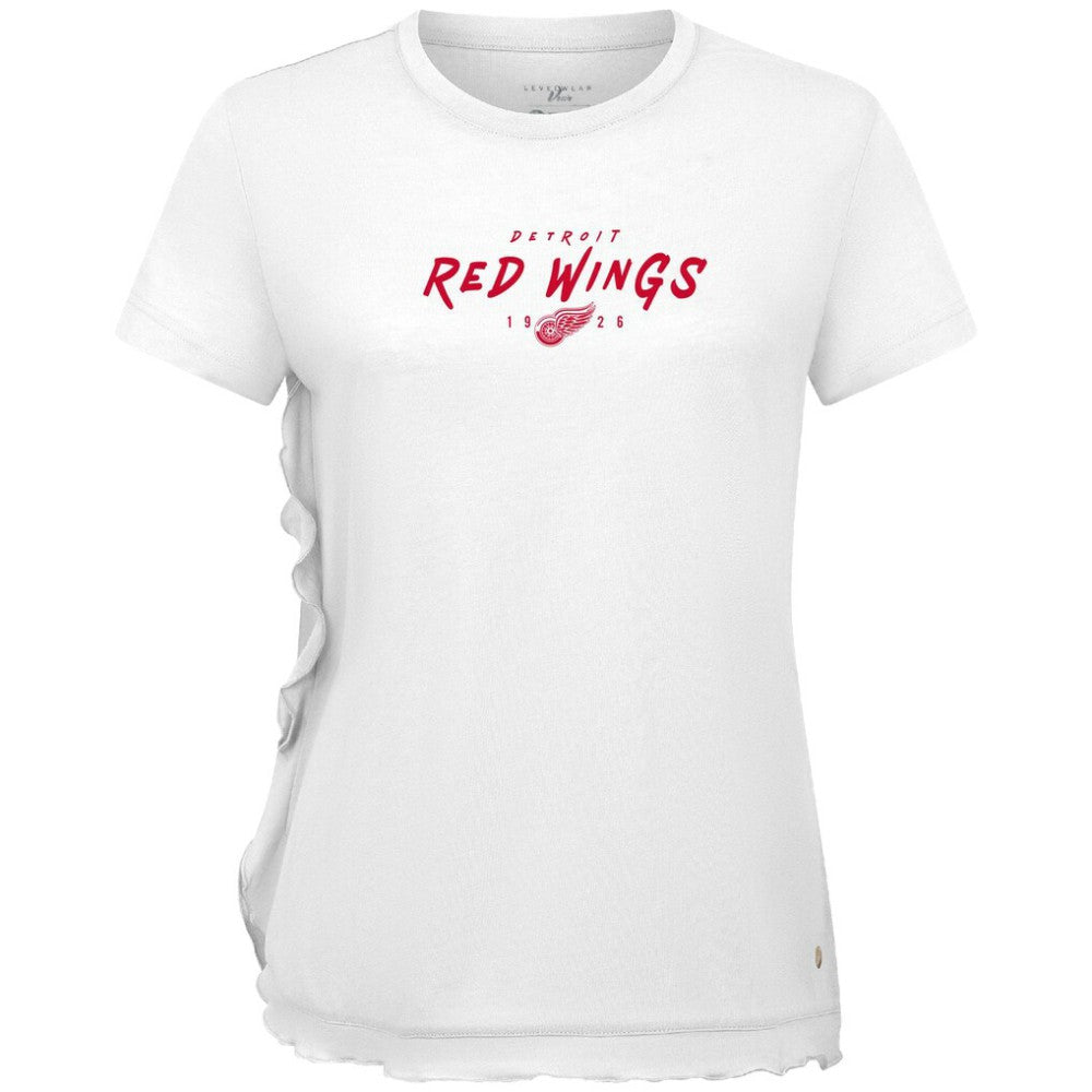 Detroit Red Wings Levelwear Women's Airflow Scratched T-Shirt - White | NHL Clearance