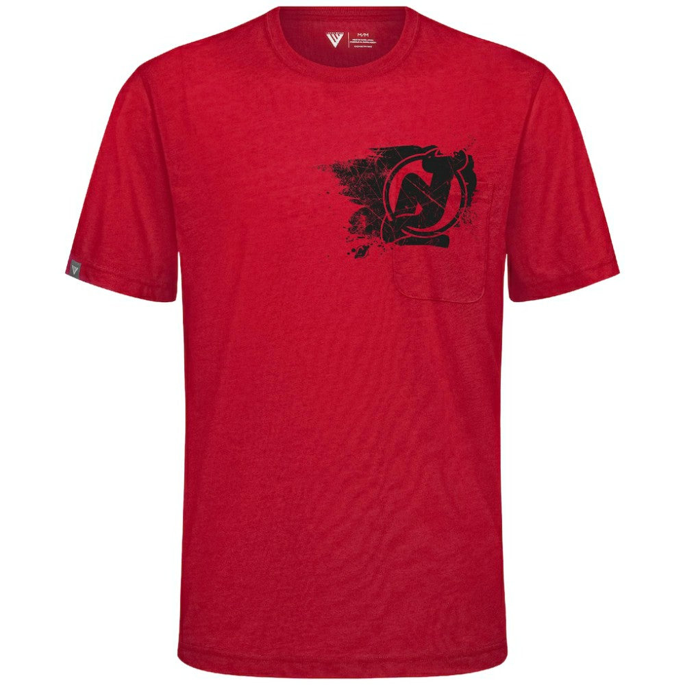 New Jersey Devils Levelwear Focal Blasted T-Shirt - Red | NHL Lifestyle