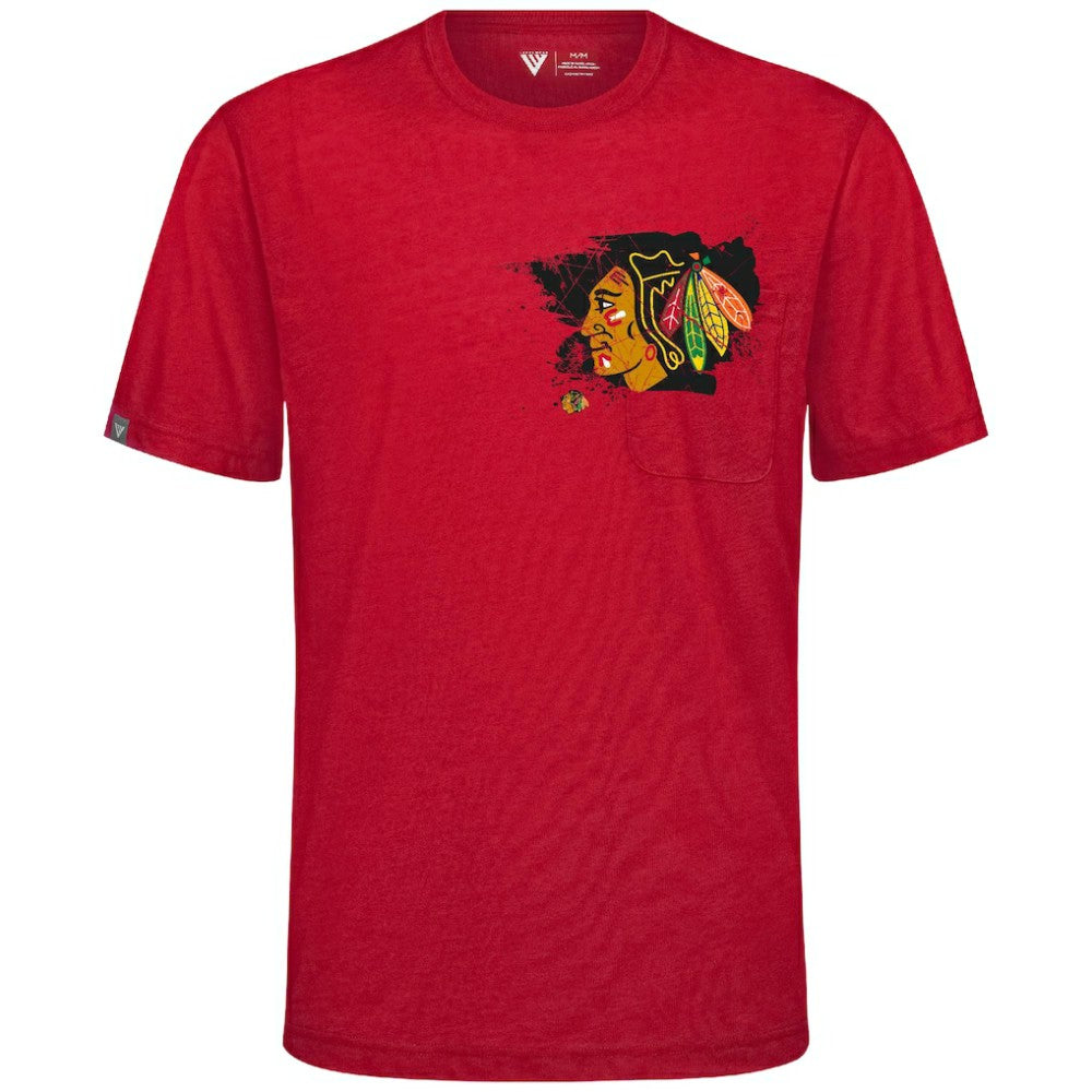 Chicago Blackhawks Levelwear Focal Blasted T-Shirt - Red | NHL Clearance