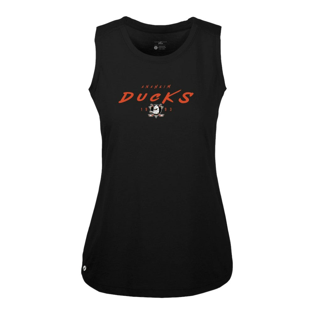 Anaheim Ducks Levelwear Women's Macy Scratched Tank Top - Black | NHL near me