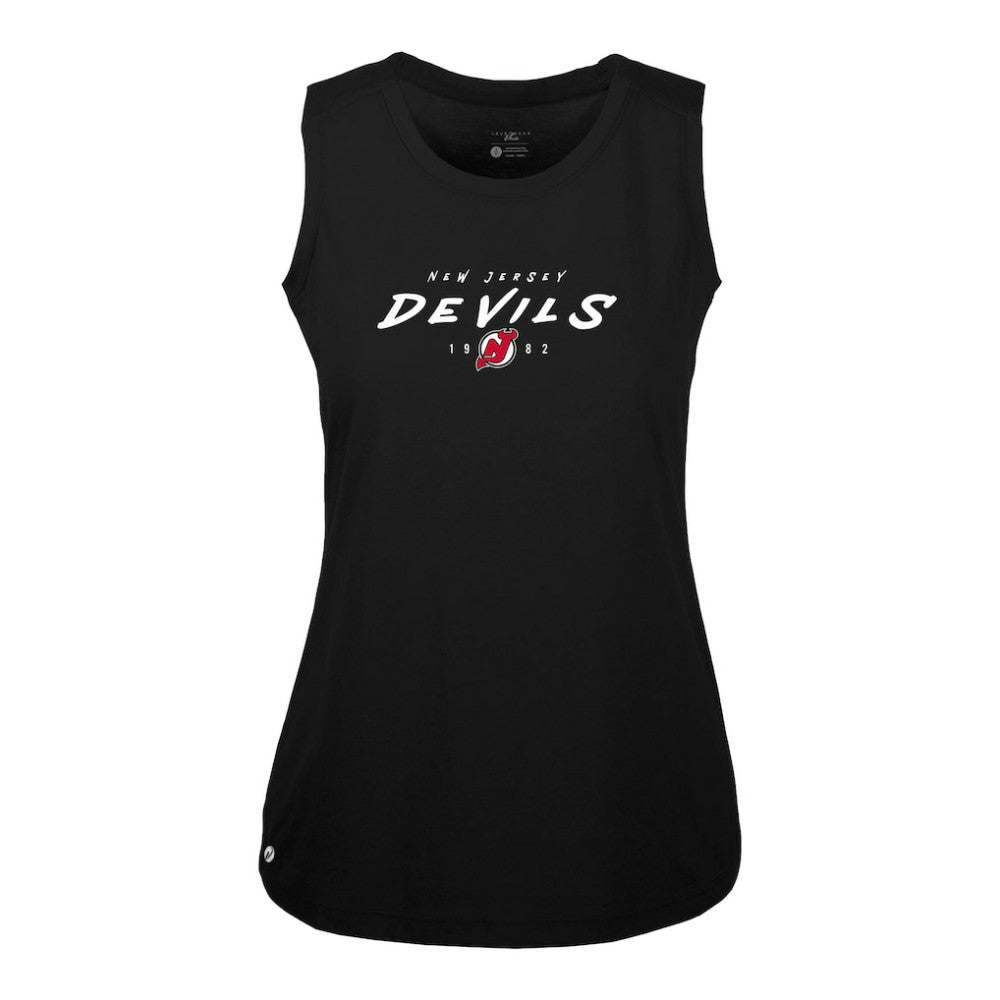 New Jersey Devils Levelwear Women's Macy Scratched Tank Top - Black | NHL Clearance