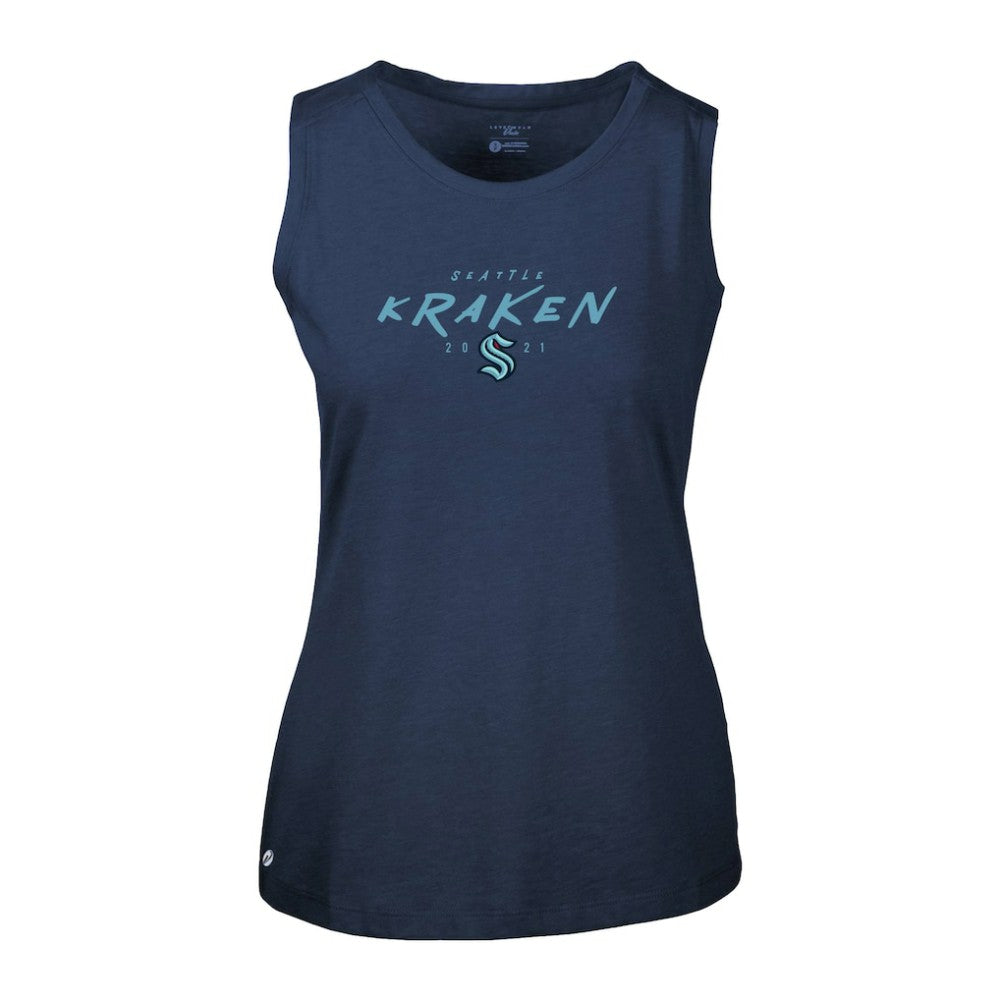 Seattle Kraken Levelwear Women's Macy Scratched Tank Top - Deep Sea Blue | NHL sale