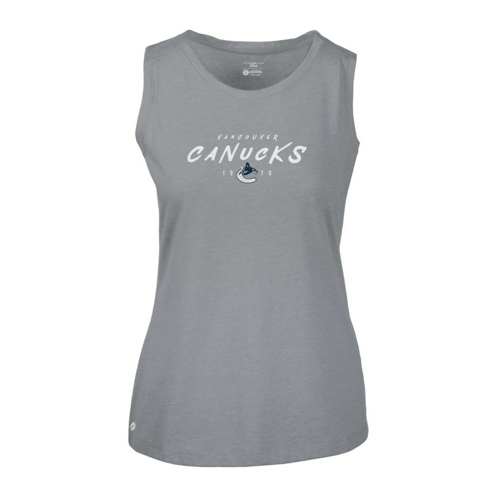 Vancouver Canucks Levelwear Women's Macy Scratched Tank Top - Gray | NHL discount