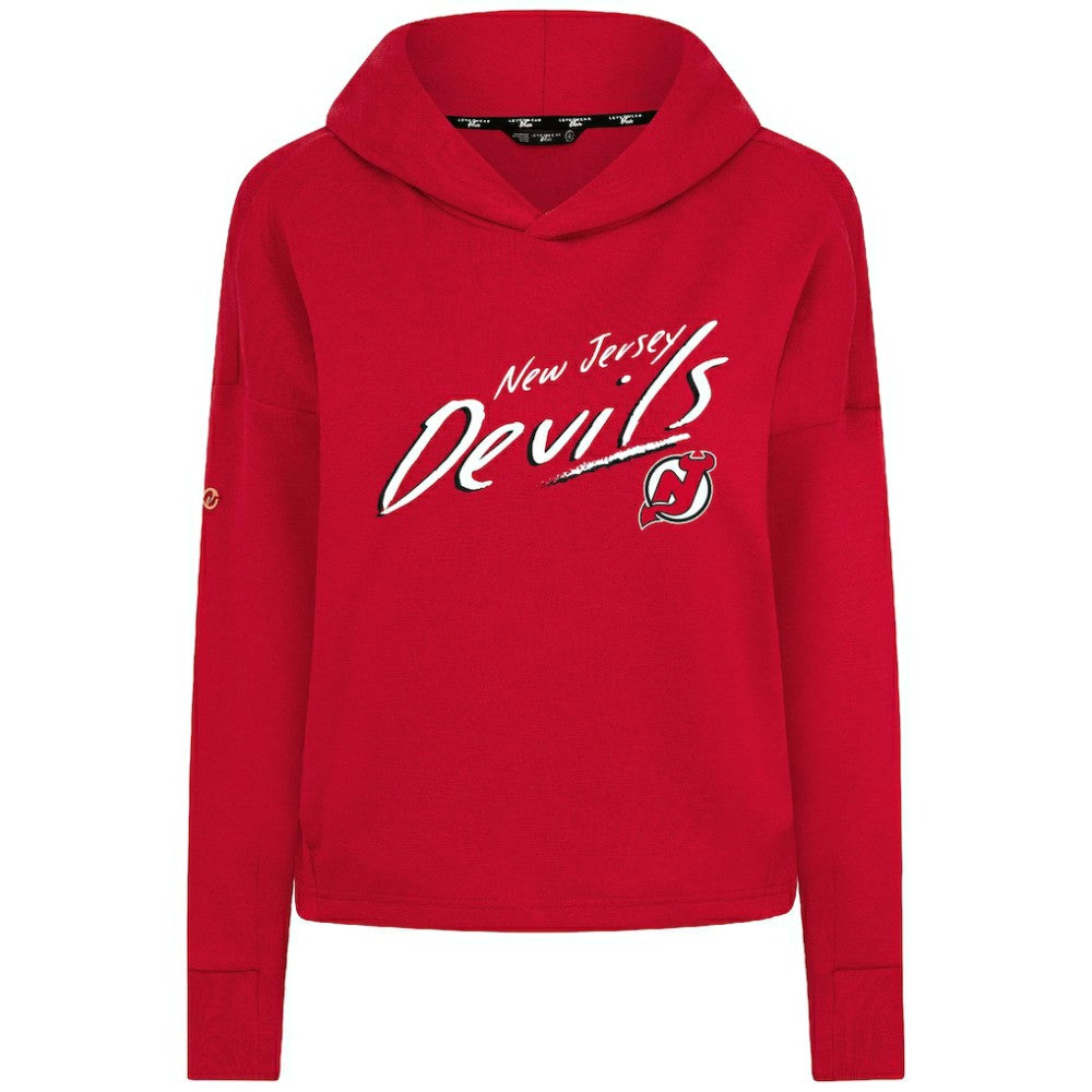 New Jersey Devils Levelwear Women's Sweet Sizzle Tri-Blend Cropped Pullover Hoodie - Red | NHL near me